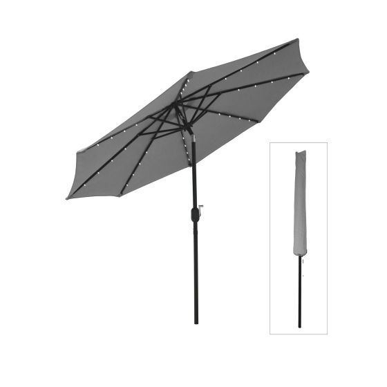 Umbrella wiht LED Lights - 8.10' - Grey