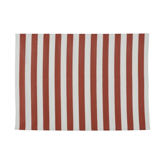 Outdoor Jacquard Rug - Red and White Striped - 5' x 7'