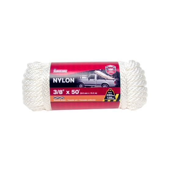 Nylon Smooth Braid Rope - White - 3/8" x 50'