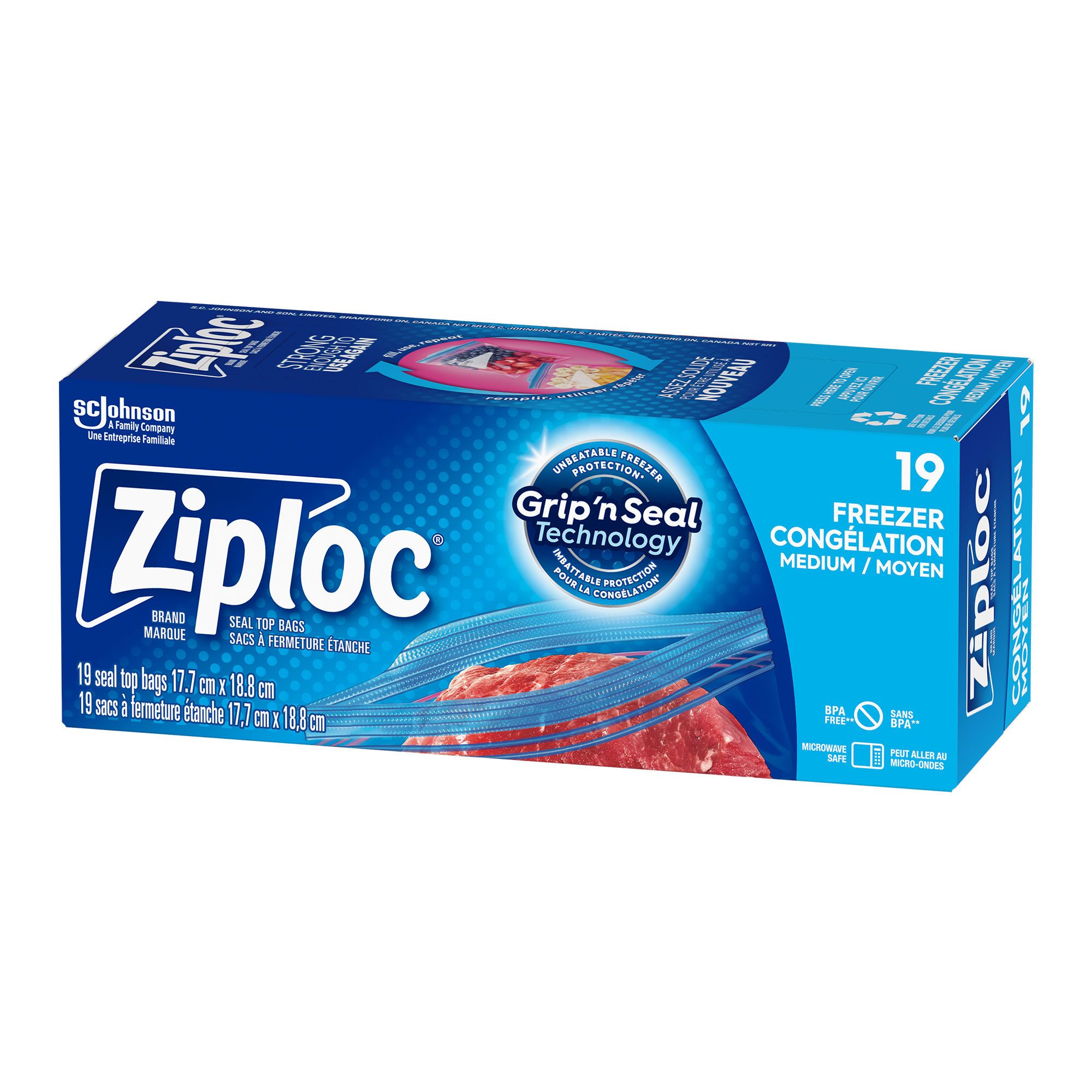 Ziploc Grip'n Seal Freezer Bag – Medium - 19/pkg from SC JOHNSON