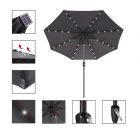 Umbrella with LED Lights and Tilting - 8 Aluminum Branches - 9' DIA - Grey