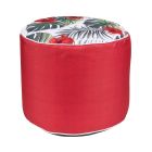 Circular Outdoor Pouf, Printed-Red, 20" x 16"