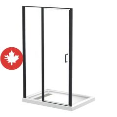 Douche rectangulaire Pandora, noir mat, 60" x 32" x 78 1/8", installation en alcôve
