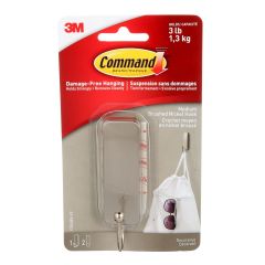 Crochet décoratif moyen Command, Nickel Brossé