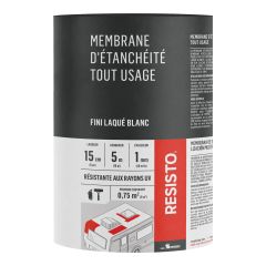 Membrane d'étanchéité tout usage, blanc laqué, 6" x 16'