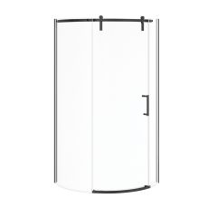Door and Base Shower Kit - Outback Round - Right - 36" x 36" x 75 5/8" - Clear Glass - Matte Black
