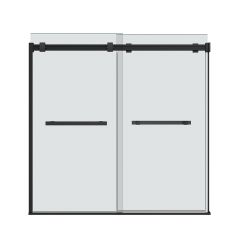 Porte de baignoire coulissante, Duel, 56-59" x 55 1/2-59", verre clair, noir mat