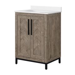 Meuble-lavabo, Mika, 2 portes réversibles, gris, 30" x 34,5"