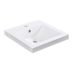 Lavabo encastré carré en marbre synthétique, 18" x 18", blanc