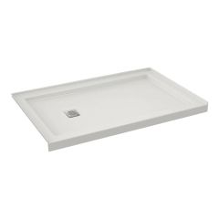 Base de douche, B3Square, 59 7/8" x 35 7/8", drain à gauche, blanc