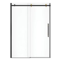 Sliding Shower Door - Vela - 56 1/2" - 59" x 78 3/4" - Clear Glass - Matte Black/Brushed Gold