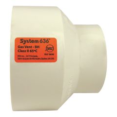 System 636 PVC FGV Reducer Coupling - Hub - 3" x 2" - White