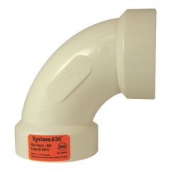 System 636 PVC FGV 90° Long-Radius Elbow - Hub - 3" - White