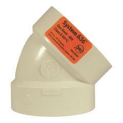 System 636 PVC FGV 45° Elbow - Hub - 2" - White