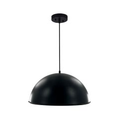 Single Light Pendant - 18" - Matte Black/White