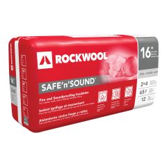 Isolant laine de roche ignifuge acoustique, 3" x 16,25" x 48", acier