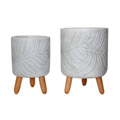 Plant Pot Set, Argile Avec Pied, 2 Pcs