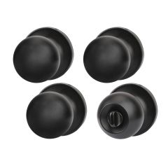 Ensemble de boutons pour portes privées et de passage, Hudson, 4/pqt, noir mat