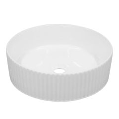 Lavabo, porcelaine, rond, blanc mat, 16" x 5"
