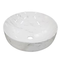 Lavabo, porcelaine, rond, fini marbre, 16" x 5"