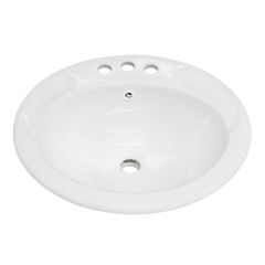 Lavabo en porcelaine, encastré, ovale, blanc lustré, 19 3/4" x 17 3/4" x 7 1/2"