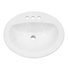 Lavabo en porcelaine, encastré, ovale, blanc lustré, 20" x 17 1/2" x 7 1/2"