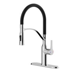 Kitchen Faucet - Retactable - Meda - Black/Chrome