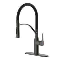 Kitchen Faucet - Retactable - Meda - Black/Satin Chrome