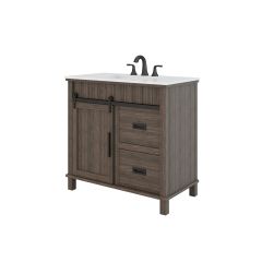 Meuble-lavabo Roman, 36" x 34 1/2" x 19", chêne foncé