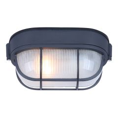 Outdoor wall light, Frosted, Black, 8-1/4-in x 4-1/8-in x 4-3/8-in
