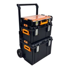 Ensemble de coffres à outils empilables sur roues, 3 pièces