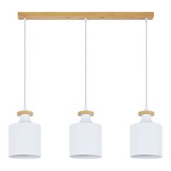 Pendant Light – 3 Lights - Teziel – White-Wood – 78 cm