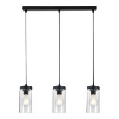 Pendant Light – 3 Lights - Clema – Black-Glass – 78 cm
