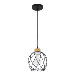 Pendant Light – 1 Light - Kerzia – Black-Wood – 16 cm