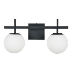 Luminaire mural pour vanité, 2 lumières, noir