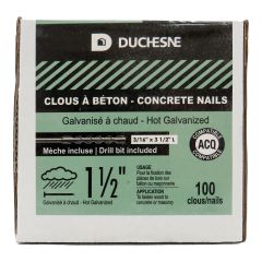 Concrete Nails - Hot-Dip Galvanized - With Drill Bit – 1 1/2" – 100/pkg