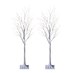 Ensemble de 2 bouleaux illuminés, 4’, blanc chaud