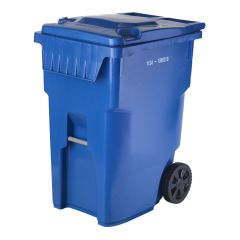 Bac roulant bleu avec prise américaine, roues de 10 po, 360 L