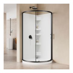 Ensemble de douche Opaline, rond 3 mcx, 36" x 76", noir mat