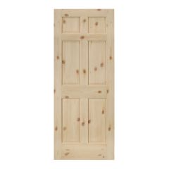 Porte en pin noueux à 6 panneaux, 24" x 80", natural