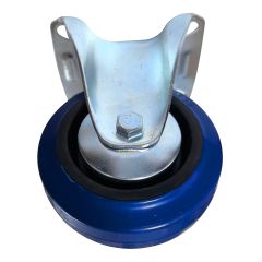 Roulette fixe en caoutchouc, 4", capacité 150kg, bleue