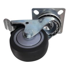 Roulette pivotante avec frein, caoutchouc, 2", capacité 50kg, gris