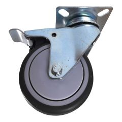 Roulette pivotante avec frein, caoutchouc, 3", capacité 75kg, gris