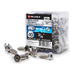 Stainless Steel Metal Screws - Self-Tapping - Type A - #10 x 3/4" - 100/Pkg