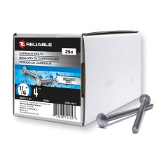 Carriage Bolts - 1/4" x 4" - Stainless Steel - 25/Pkg