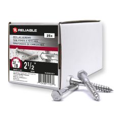 Lag Screws - 3/8" x 2 1/2" - Stainless Steel - 25/Pkg