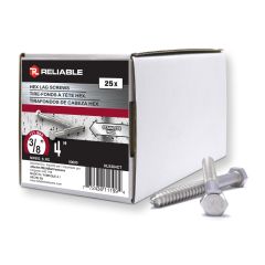 Lag Bolts - 3/8" x 4" - Stainless Steel - 25/Pkg