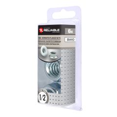 Écrou à bride hexagonal dentelé, 1/2", fini zinc, paquet de 6