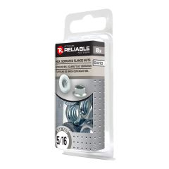 Écrou à bride hexagonal dentelé, 5/16", fini zinc, paquet de 8