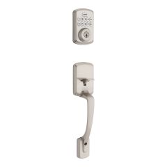 Clenche et pêne dormant électronique à clavier, nickel satiné